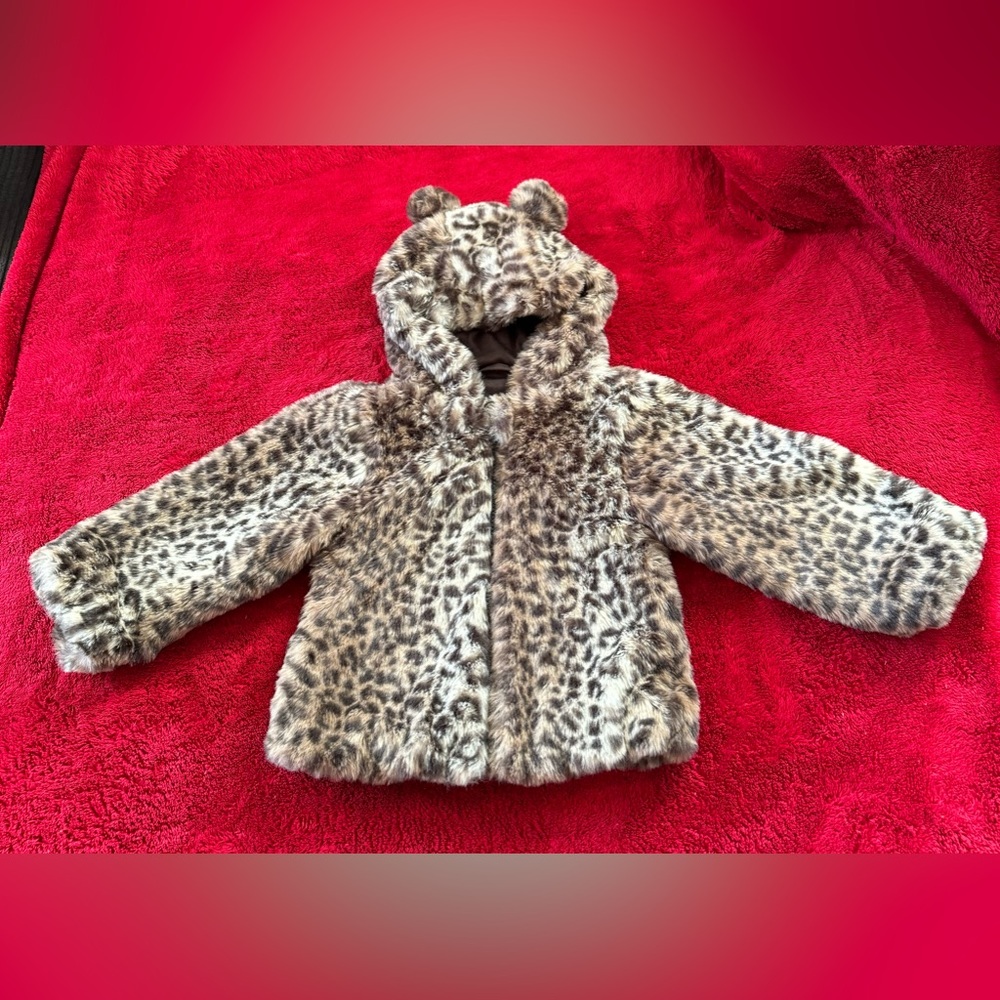 Toddler faux fur leopard jacket